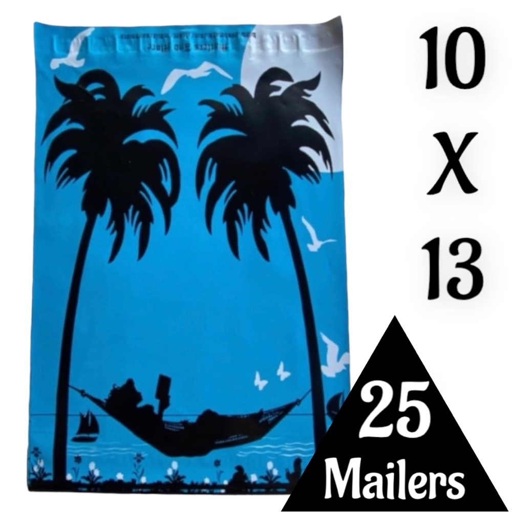 25 10X13 Poly Mailers Girl Hammock Palm Trees, Shipping Envelopes PRICE IS FIRM - Picture 7 of 11